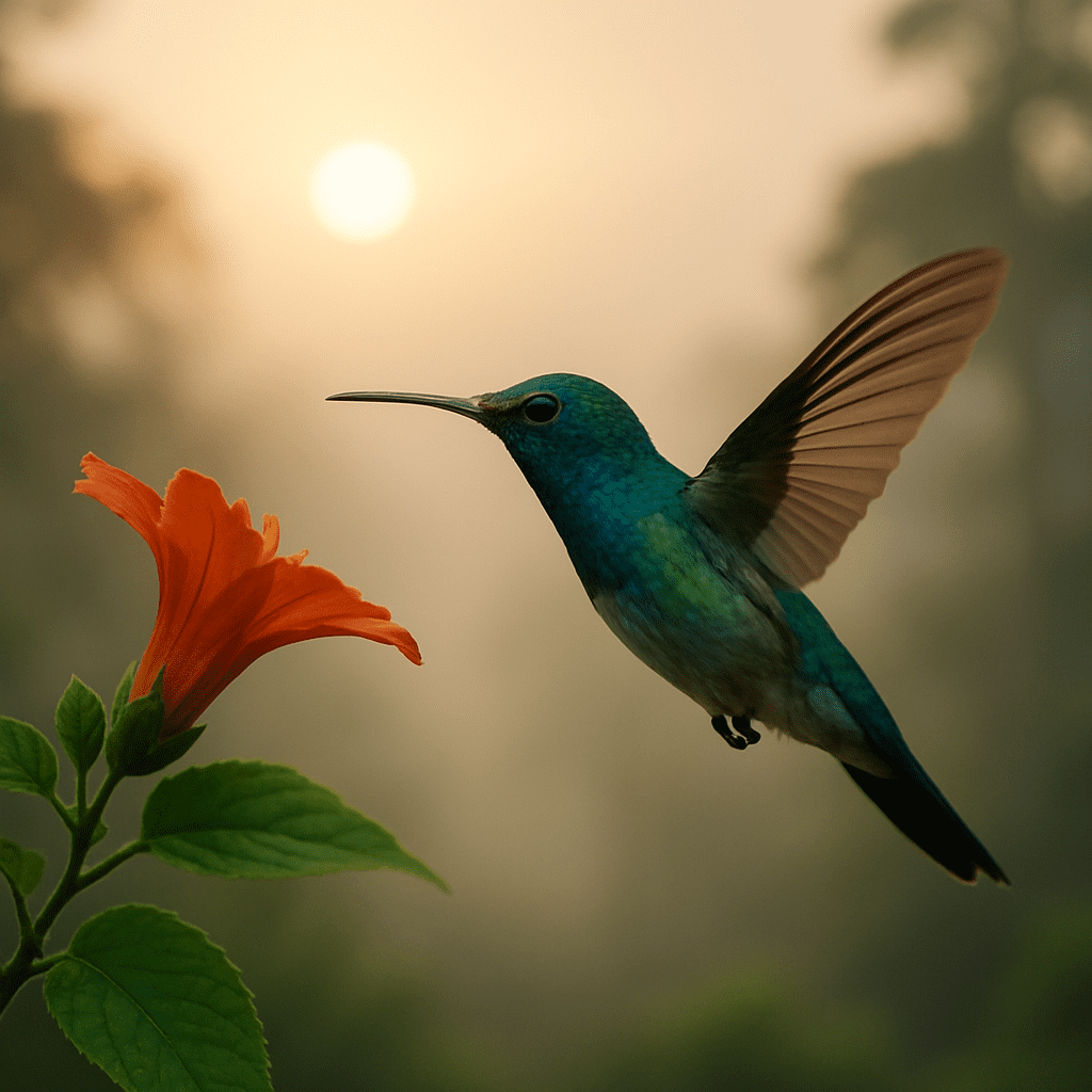 Hummingbird and Hibiscu